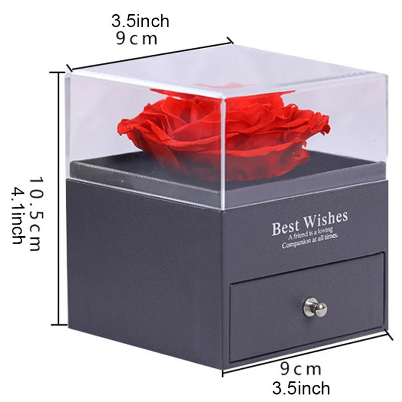 Eternal Rose Gift Box with Necklace - Romantic Preserved Flower Jewelry Gift for Mom, Girlfriend, Wife | Luxury Gift for Birthday, Anniversary, Mother's Day